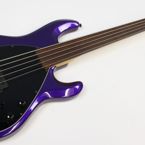 2017 Ernie Ball Music Man StingRay-5 H 5-String Fretless Bass, Firemist Purple, USED - Image 3