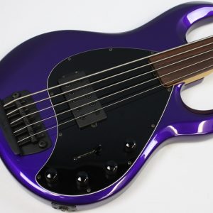 2017 Ernie Ball Music Man StingRay-5 H 5-String Fretless Bass, Firemist Purple, USED - Image 2