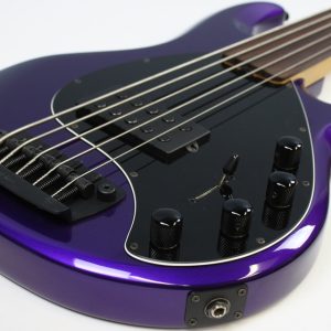 2017 Ernie Ball Music Man StingRay-5 H 5-String Fretless Bass, Firemist Purple, USED - Image 5