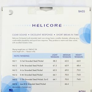 D'Addario Helicore Hybrid Series Double Bass String Set, 3/4 Size, Medium Tension - Image 2